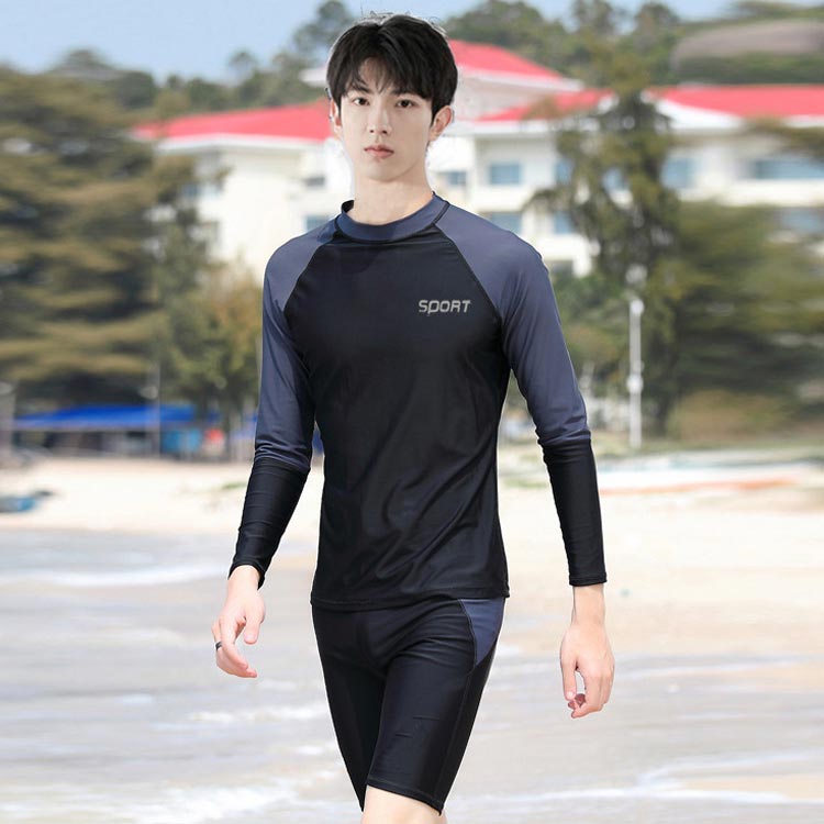 ジュニア 水着 男の子 スクール水着 上下セット 2点セット 長袖 ラッシュガード パンツ ハーフパンツ 速乾 学生 部活 スポーツ 体型カバー メンズ 大きいサイズ