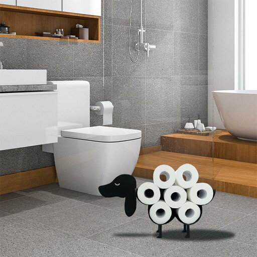 犬 トイレットペーパーホルダー 自立式 ペーパーホルダー 北欧風 壁掛け式 トイレットペーパースタンド トイレ用品 金属製 8ロール トイレ用品 収納 お手洗い 棚 縦型ティッシュホルダー