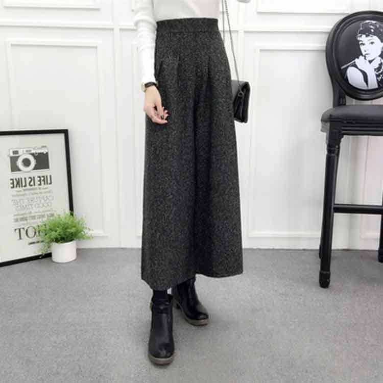 ガウチョパンツ レディース ボトムス ズボン ワイドパンツ 長ズボン ツイード ロン...