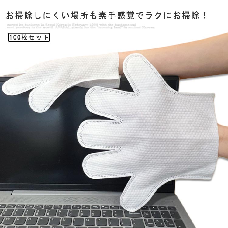 100枚セット 5本指タイプ 汚れ取りワイパー お掃除手袋 隙間 エアコン モップ手袋 両面使える 左右兼用..
