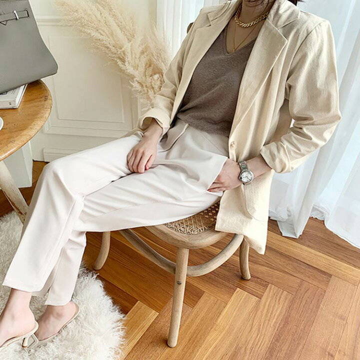 リネンジャケット レディース テーラードジャケット 長袖 無地 綿麻リネン素材 ショート丈 全5色 5サイズ アウター ジャケット アウター ジャケット 上品 春秋