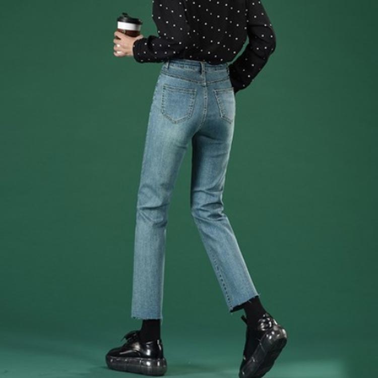 送料無料デニム レディース デニムパンツ 九分丈パンツ ストレッチパンツ カットオフ ウォッシュ加工 ハイウエスト パンタロン お洒落 カジュアル スッキリ スリム 美脚 脚長 細身 ボトムス 春夏新作