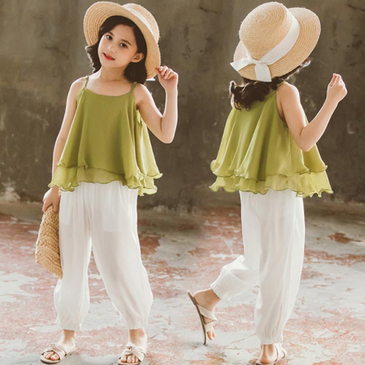 送料無料セットアップ 子供服 上下セット キャミソール ロングパンツ 2点セット フ...