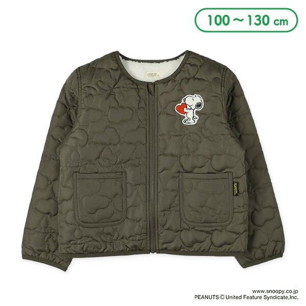 裏ボアキルトジャケット（スヌーピー）【100cm・110cm・120cm・130cm】[女 長袖 前開き スヌーピー キッズ こども アウトウェア 裏ボア キルト ジャンパー ジャケット ブルゾン 防寒 上着 アウター トップス 冬]のサムネイル