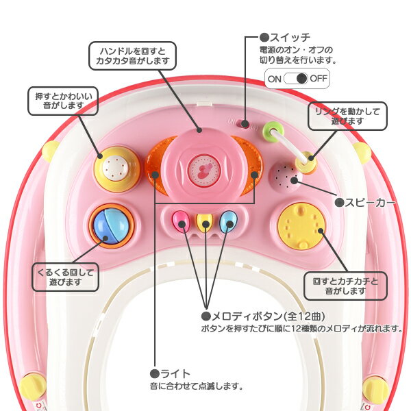 SmartAngel）エンジョイウォーカー ステップ2（ピンク）[歩行器 ベビー 赤ちゃん おもちゃ 乳児 ベビーウォーカー こども玩具]