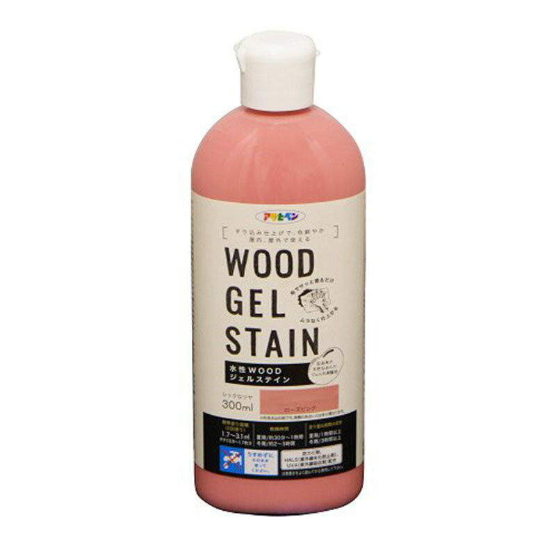 アサヒペン 水性WOODジェルステイン ローズピンク 300ml 4970925448767