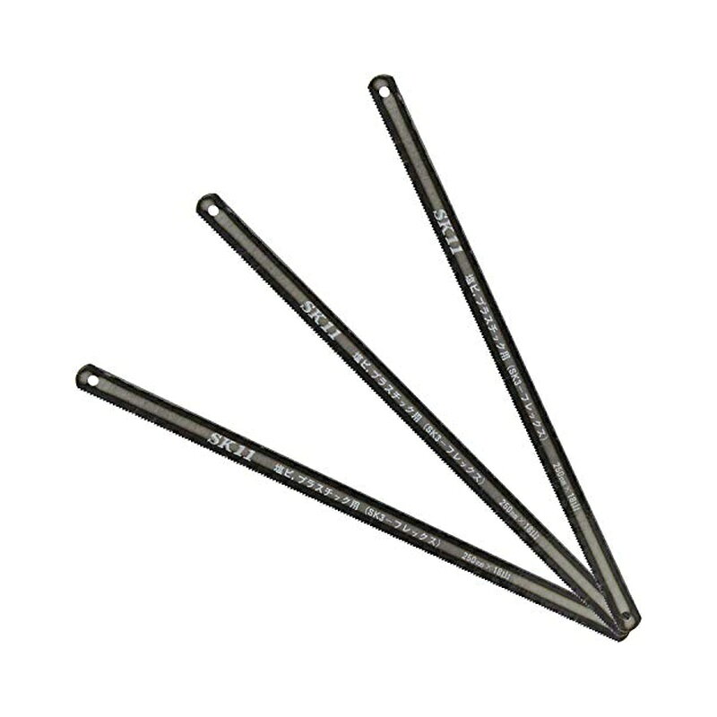 適合サイズ:250mm 刃数:18山 入数:3枚 刃厚:0.64mm 幅:12mm 塩ビやプラスチックなどの切断に最適 【用途】 塩ビ・プラスチックなどの切断作業 【特徴】 ・弦鋸用の替刃、塩ビ・プラスチック用 ・3~20mmまでの厚みの材料の切断に適している ・折れにくく、折れても飛散しにくいフレックスブレード ・保存可能ブリスターパック入り 商品写真は、 お使いのモニター設定、お部屋の照明等により実際の商品と色味が異なる場合がございます。