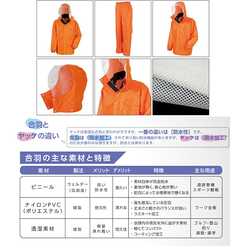 コーコス信岡 ベーシック レインコート Z-1300 Mサイズ オレンジ レインスーツ 4536527873699