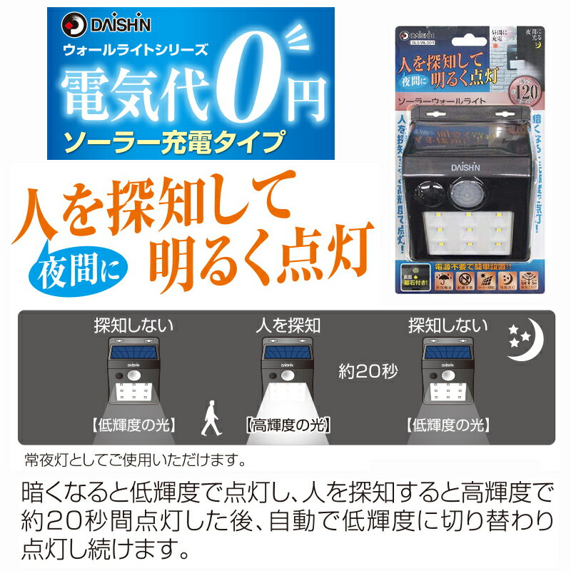 大進 ソーラーウォ—ルライト センサーライト DLS-WL001 4939736902103
