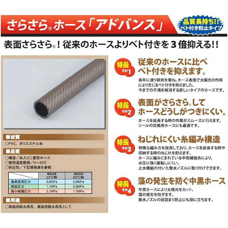 三洋化成 さらさらホース アドバンス 5m ブラウン NBA-1520L 5BR お取り寄せ商品 4...