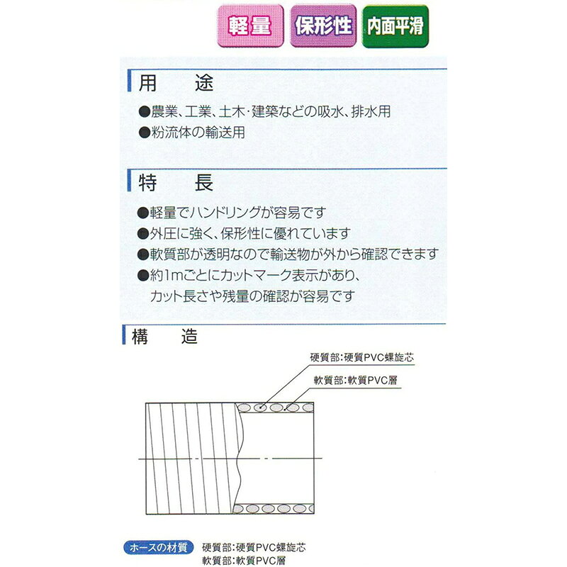 カクイチ サクションホース アースフロー L 38mm×5m