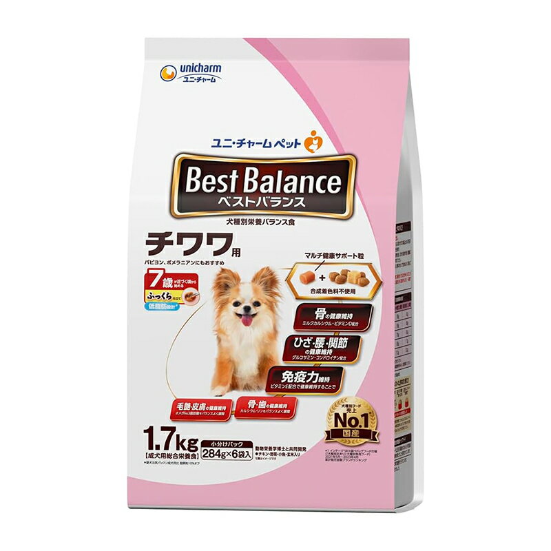 ユニ・チャーム ペット ベストバランス ふっくら仕立て チワワ用 7歳が近づく頃から始める低脂肪 1.7kg ドッグフード 4520699679821