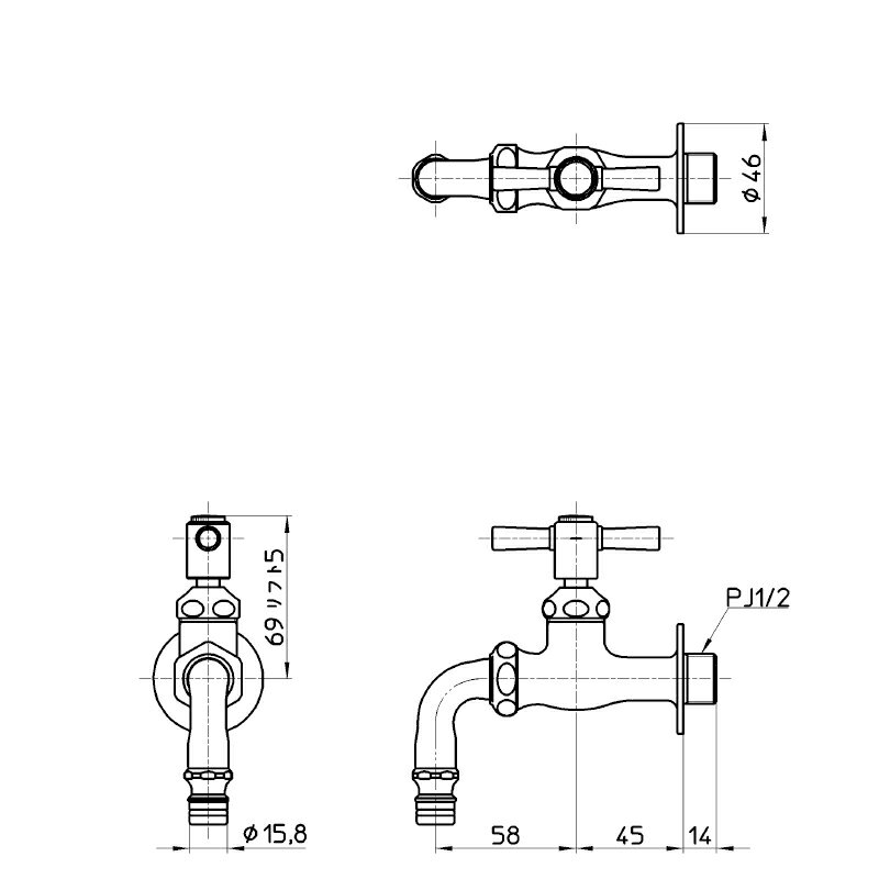 SANEI 散水用ホーム水栓 固定コマ仕様 Y126YV-13 4973987400087