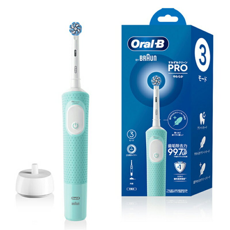 P&G オーラルB すみずみクリーン PRO やわらか 1本 ミントグリーン 電動歯ブラシ BRAUN D1034133-GN 42..