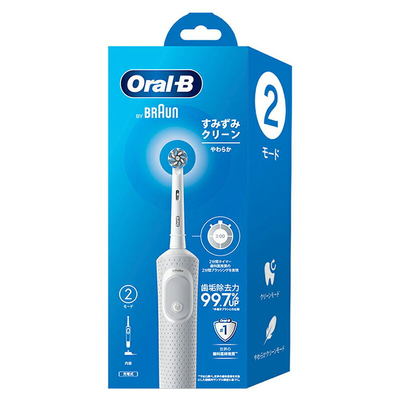 P&G オーラルB 電動歯ブラシ D100 すみずみクリーン やわらか ホワイト 1本 本体 BRAUN D1004132-WT 4210201438458