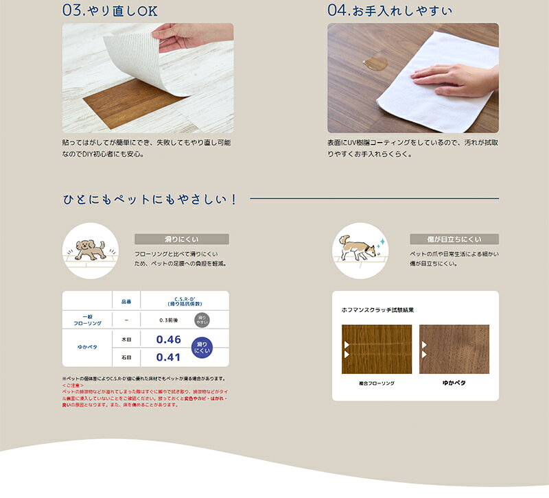 東リ ゆかペタ 1枚 YKP103 ブラウン フロアタイル 4992219194860