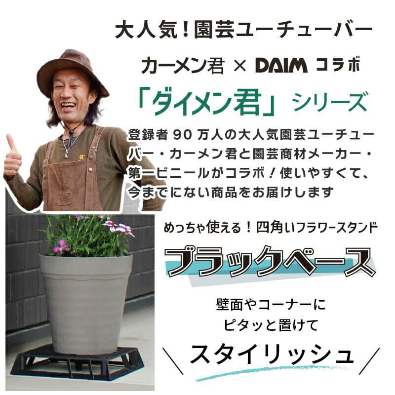DAIM ブラックベース 28cm 1個 カーメン君コラボ フラワースタンド ブラック 鉢スタンド 鉢台 4968438026220 倉庫No0001 2
