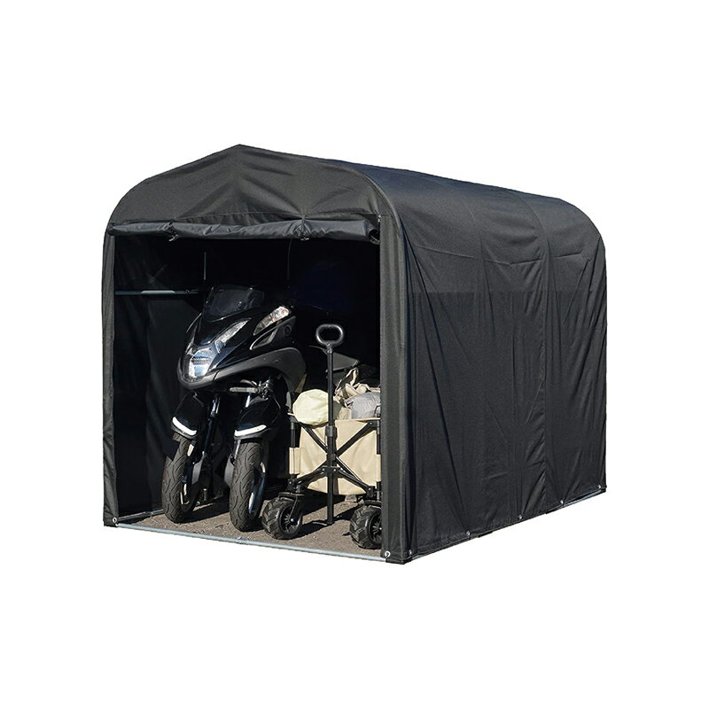 南榮工業のサイクルハウス。パイプ車庫の実績と性能をそのままサイクルハウスに応用しました。 自転車やバイクはもちろん、お子様の乗り物やおもちゃの収納、ガーデニング用品の収納にもとても便利です。もちろん高耐久性です。 幕を一体幕にしたことにより、通常のサイクルハウスより早く組み立てられます。 パイプは亜鉛メッキを使用しており、サビに強く、結合部のジョイントはポリカーボネートを使用。 自分で組み立てられ、短時間で素敵なサイクルハウスが完成します。 コストが安く、交換シートもし充実しておりますので長期間お使いいただけます。 軒先収納より、雨や風・ホコリから愛車をしっかりガードします。 特徴 ・一体幕 ・両サイドファスナー巻上式 設置方法：ベース式 寸法：W:1560 × D:2200 × T:1650mm 幕色：黒色（無線色）UV ＆ 撥水加工 パイプ径：19.1mm 材質 幕：オックスフォード300D（表：ポリエステル　裏：塩化ビニール） パイプ：亜鉛メッキ ジョイント：専用樹脂（ポリカーボネート） 商品写真は、 お使いのモニター設定、お部屋の照明等により実際の商品と色味が異なる場合がございます。