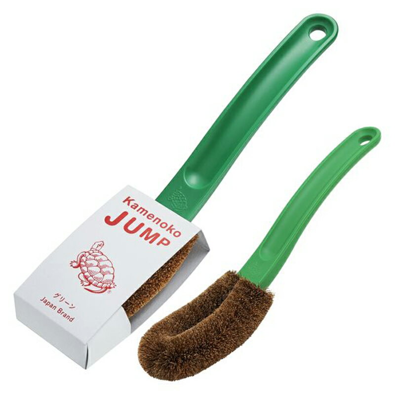 亀の子束子 亀の子ジャンプ ふつう グリーン 柄付き たわし 約幅50×厚25×全長220mm 亀の子束子西尾商店..