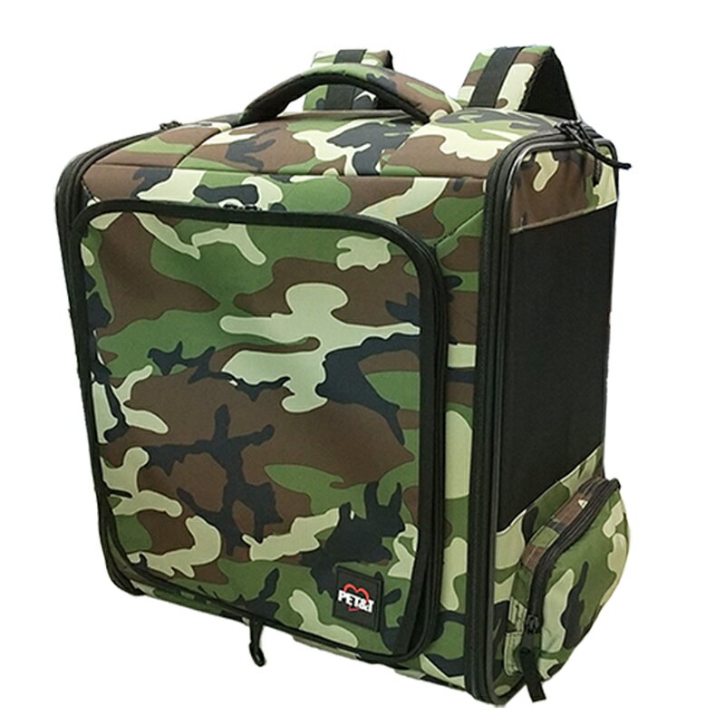 ペットアイ リュックキャリー カモフラグリーン 負担軽減設計 ポケット付き ペット用 4522620991743