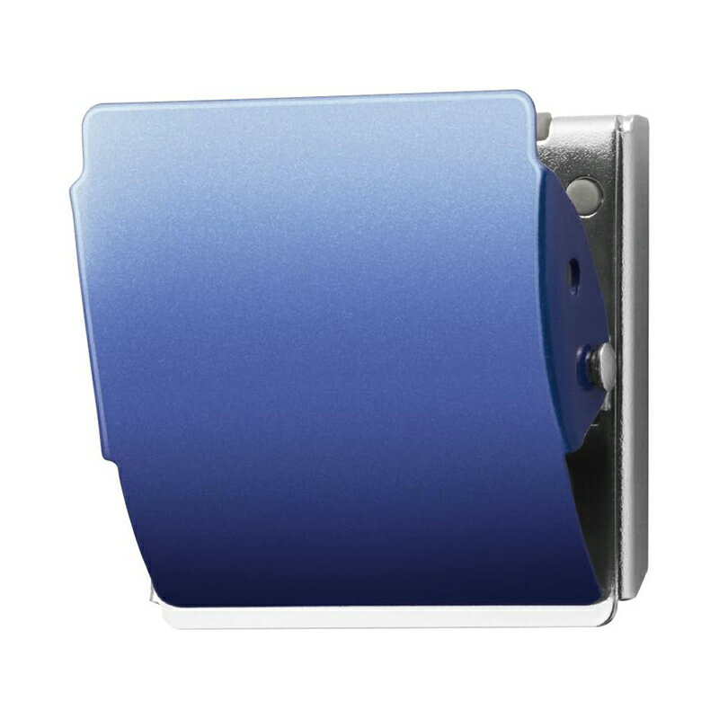 背面にホールド．ラバーを搭載したマグネットクリップです。 スチール面にフィットし、分厚い書類を挟んでも、ずり落ちずにしっかりキープ、手のあたりがソフトなラウンドフォルムで、手が痛くなりにくいです。 保持枚数：約130枚 色：ブルー 外形寸法...