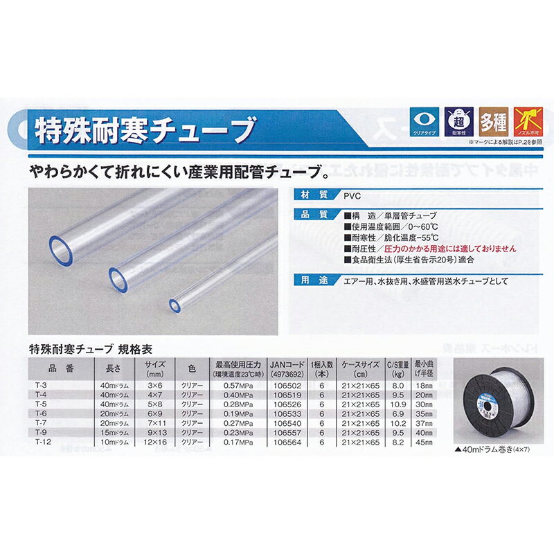 【10cm単位で切り売り】三洋化成 特殊耐寒チューブ クリアタイプ 4×7mm 最大40m T-...