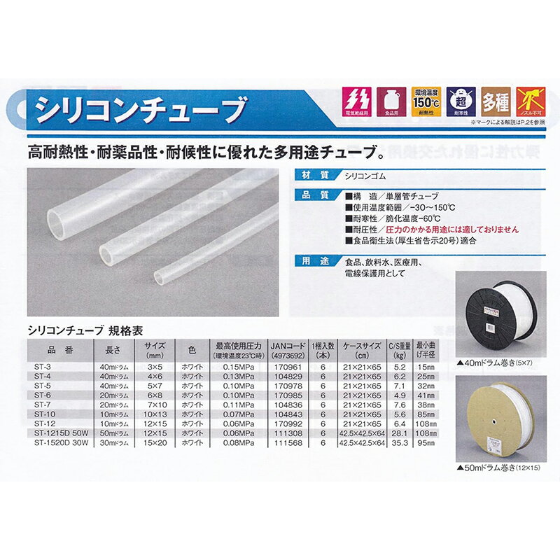 【10cm単位で切り売り】三洋化成 シリコンチューブ 白 3×5mm 最大40m ST-3 4973692...