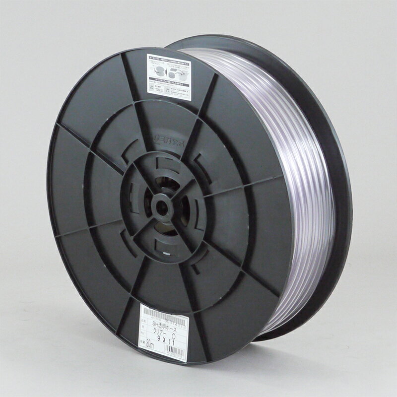 ＜【10cm単位で切り売り】三洋化成 SH透明ホース クリアタイプ 9×11mm 最大80m TM-911H 80T＞ ・流体をしっかり確認できるクリアタイプ。 ・工場設備配管、家庭用給水用具、家庭用散水用具、農業用散水用具に最適です。 ・材質／PVC ・圧力のかかる用途には使用出来ません。 ・10cm単位のオーダーカット販売です。（最大80mまで） 内径9mm 外径11mm 特長クリアタイプ、幅広い用途に対応 【！ご注文前に必ずお読みください！】 ●ご注文単位について ホース切売りはすべて、10cm単位の金額(税込)になります。 必要な長さになるよう、個数を計算してご注文をお願いいたします。 （例）1mご希望の場合：ご注文個数「10」とご入力ください。 　　　2.5mご希望の場合：ご注文個数「25」とご入力ください。 ●納期について ホースのカット作業のため、2〜3営業日お時間をいただきます。 お取り寄せの場合、7〜8営業日後の発送となります。 ●返品・交換について お客様ごとのオーダーカット品となるため、返品・交換は致しかねます。 予めホースサイズ（内径・外径）および製品詳細をよくご確認の上、ご注文をお願いいたします。 ●最大長さについて ホースの最大長さは80mとなります。 80m（個数800）を超えるご注文はカット出来ませんので、誠に恐れ入りますがキャンセルとさせていただきます。 商品写真は、 お使いのモニター設定、お部屋の照明等により実際の商品と色味が異なる場合がございます。