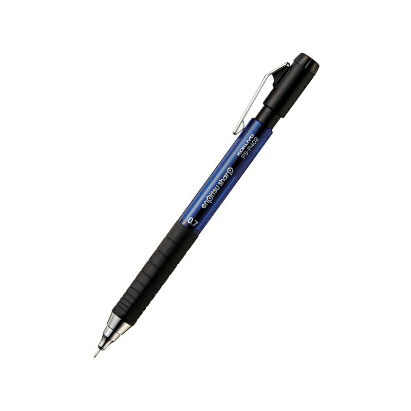 ●鉛筆のようになめらかに書ける/太芯なので折れにくく、鉛筆のようななめらかな書き心地です。 ●丈夫な金属クリップ/しっかり留まる丈夫な金属クリップ付きです。ポケットやノートなどに挟んで持ち歩きやすいです。 ●すべりにくい六角ラバーグリップ/指にフィットし、すべりにくく握りやすいラバーグリップです。グリップ先端部はしっかり握れる六角形。グリップ後ろ側はゆったり持てる円形。 ●文字が見やすいスリム形状/ペン先が細くなっているので、筆記時に文字が見やすいです。金属製なので、安定してしっかり書くことができます。また、先端のパイプは安心の収納式です。 ●黒消しゴム付/汚れが目立ちにくい黒消しゴム付きです。便利な繰り出し式です。 芯径：0.7mm 外寸法（軸径・長さ）：φ10.5・143 ブリスター台紙寸法：ヨコ52×タテ200 材質：軸：PC、グリップ：エラストマー、クリップ：スチール 製品色：青 パイプスライド 商品写真は、 お使いのモニター設定、お部屋の照明等により実際の商品と色味が異なる場合がございます。