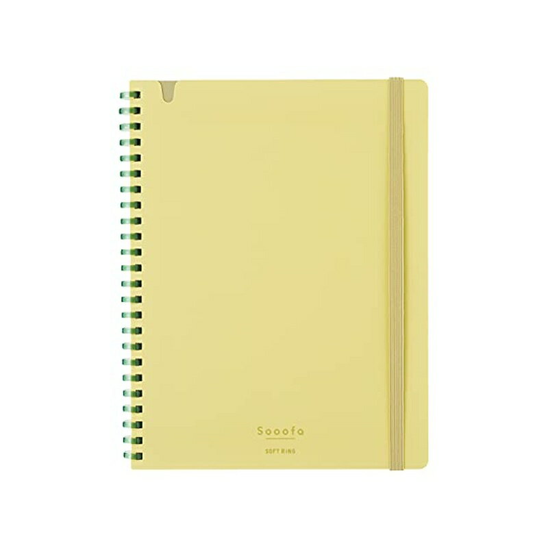 ●シンプルながらもスマートさと程よいリラックス感のある、 ON/OFF問わずに使えるノートです。 ●コクヨ独自開発の“新感覚やわらかリング”を採用したリングノートです。 ●平らに開くので書き込みやすい、平らに折り返せるので狭い場所でも心地よく使える、といったリングノートのよさはそのままに、書くときリングに手が当たっても気にせず端まで美しく書けます。 ●リング形状が“Dの字型”になっているので、リング幅がコンパクトでリングノート特有のかさばり感がありません。 ●ノートの枚数はたっぷり書ける80枚です。 ●必要なページだけをきれいに切り離せる、マイクロミシン目入りのカットオフタイプです。 ●罫線は4mm方眼罫で色はやさしく親しみを感じるウォームグレーです。 ●表紙は持ち運びに適したPP製でゴムバンド付き、上部にペンのクリップ部分を引っ掛けられる切り欠きのあるデザインになっています。 ●便利なPP製のポケット付き。 サイズ：A5 中紙寸法（タテ・ヨコ）：210・158 罫内容：方眼罫 枚数：80枚 紙質：中紙：上質紙 製品色：イエロー 商品写真は、 お使いのモニター設定、お部屋の照明等により実際の商品と色味が異なる場合がございます。