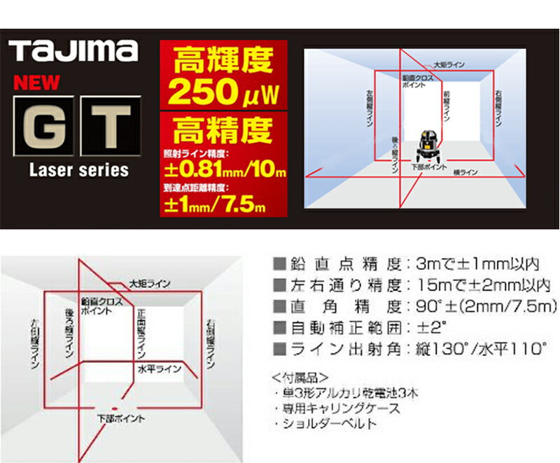 タジマ レーザー墨出し器 GT5Z-I ジュコウキ・三脚セット (レーザー 測定器具) お取り寄せ商品 3