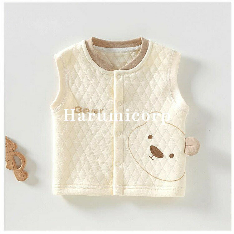 ベビー ベスト あったか スナップボタン留め ベビー服 綿100% 男の子 女の子 男女兼用 ベビー アウター..