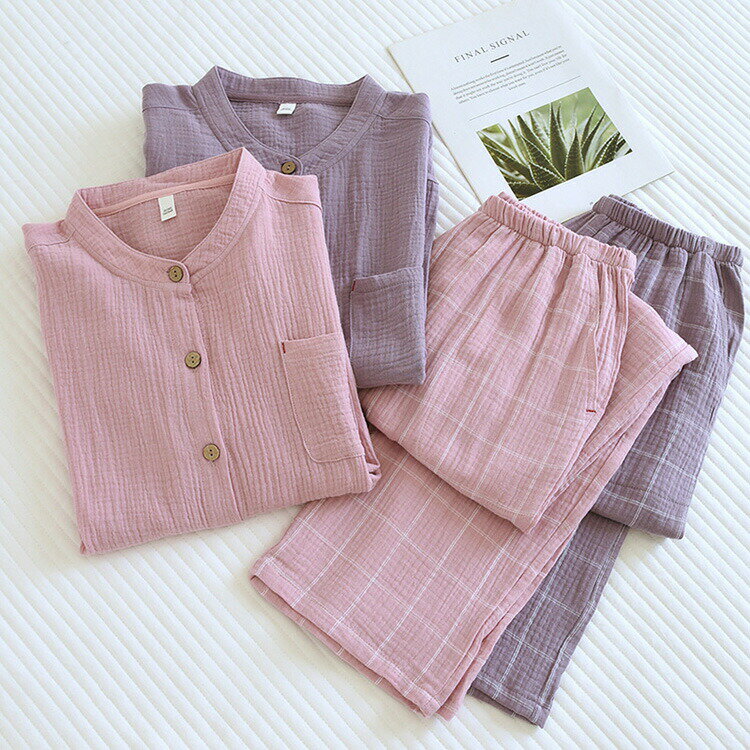 ガーゼ パジャマ レディース 長袖 ガーゼ ルームウェア メンズ ダブルガーゼ パジャマ 綿100% 前開き パジャマ 秋 セットアップ 2重 ガーゼ 襟付き 上下セット 寝間着 部屋着 柔らかい 吸汗 速乾 ゆったり リラックス 快眠 入院 肌に優しい