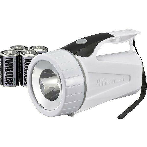 オーム電機 LED 強力ライト 1000時間使用可能 電池付き LPP-10B5