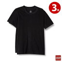 Hanes ヘインズ クルーネックTシャツ 丸首半袖 黒 Mサイズ 2枚組×3個 HM1EU702 メンズ インナー【送料無料】【m特】(4)