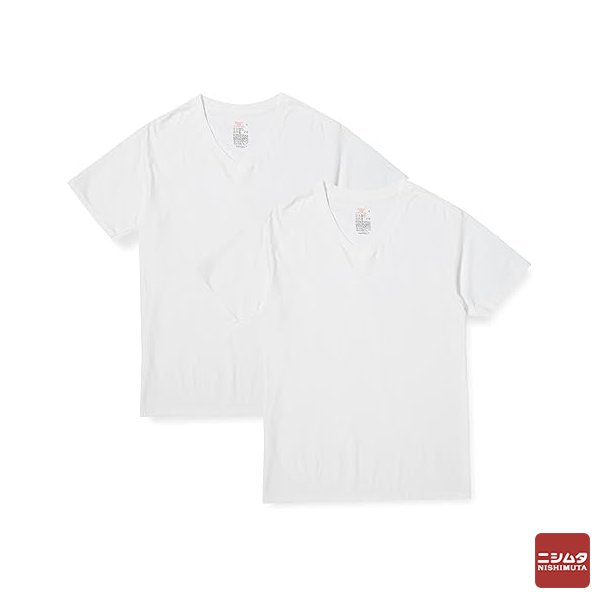 Hanes ヘインズ VネックTシャツ V首半袖 白 Lサイズ 2枚組 HM1EU704 メンズ インナー