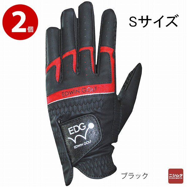 LEZAX(レザックス) EDWIN GOLF 非公認 ゴルフグローブ 左手用 ブラック Sサイズ　2個　EDGL-3660