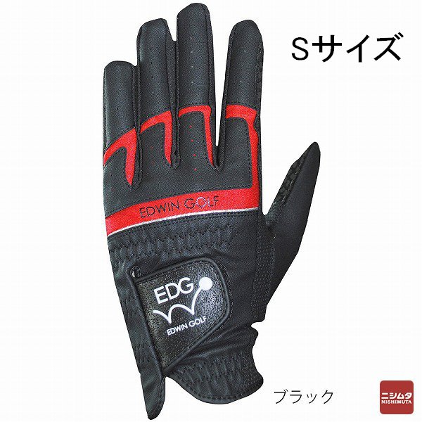 LEZAX(レザックス) EDWIN GOLF 非公認 ゴルフグローブ 左手用 ブラック Sサイズ EDGL-3660