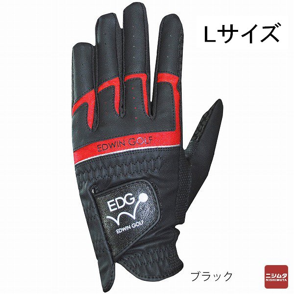 LEZAX(レザックス) EDWIN GOLF 非公認 ゴルフグローブ 左手用 ブラック Lサイズ EDGL-3660