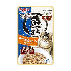 お魚のほぐし身を贅沢に使用したウェットフードです。 温めると一層美味しくなります。 グレインフリー穀物不使用です。 着色料、調味料不使用です。 内容量 60g 原材料 かつお、まぐろ、ささみ、増粘安定剤(カラギーナン) 保証成分 粗タンパク質:11.0%以上、粗脂肪:0.1%以上、粗繊維:1.0%以下、粗灰分:2.5%以下、水分:85.0%以下 カロリー（約） 65kcal/100gあたり 原産国 フィリピン共和国 ※商品の改定等により、パッケージデザイン・内容等は予告なく変更される場合がございます。 ※商品は自社店舗販売と在庫を共有しているため、在庫更新のタイミングにより、在庫切れの場合やむえずキャンセルさせていただく可能性があります。お魚のほぐし身を贅沢に使用したウェットフードです。 温めると一層美味しくなります。 グレインフリー穀物不使用です。 着色料、調味料不使用です。 内容量 60g 原材料 かつお、まぐろ、ささみ、増粘安定剤(カラギーナン) 保証成分 粗タンパク質:11.0%以上、粗脂肪:0.1%以上、粗繊維:1.0%以下、粗灰分:2.5%以下、水分:85.0%以下 カロリー（約） 65kcal/100gあたり 原産国 フィリピン共和国 ※商品の改定等により、パッケージデザイン・内容等は予告なく変更される場合がございます。 ※商品は自社店舗販売と在庫を共有しているため、在庫更新のタイミングにより、在庫切れの場合やむえずキャンセルさせていただく可能性があります。