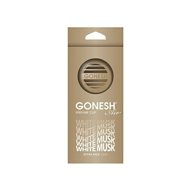 グリーンアップルなどの果実のフレッシュな香りに、ホワイトフローラルの甘さとシャボンの清潔感のあるフレグランス調の香り。 カーエアコン送風口取付用芳香剤。エアコンの送風口にクリップするだけで車内空間にGONESHの香りが広がります。 ・商品サイズ：Φ45×D46（クリップ含む） ・日本製 ※商品の改定等により、パッケージデザイン・内容等は予告なく変更される場合がございます。 ※商品は自社店舗販売と在庫を共有しているため、在庫更新のタイミングにより、在庫切れの場合やむえずキャンセルさせていただく可能性があります。グリーンアップルなどの果実のフレッシュな香りに、ホワイトフローラルの甘さとシャボンの清潔感のあるフレグランス調の香り。 カーエアコン送風口取付用芳香剤。エアコンの送風口にクリップするだけで車内空間にGONESHの香りが広がります。 ・商品サイズ：Φ45×D46（クリップ含む） ・日本製 ※商品の改定等により、パッケージデザイン・内容等は予告なく変更される場合がございます。 ※商品は自社店舗販売と在庫を共有しているため、在庫更新のタイミングにより、在庫切れの場合やむえずキャンセルさせていただく可能性があります。