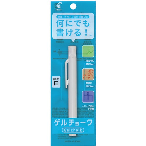 何にでも書けるマーカーです。 PILOTの固形芯技術から開発された、油性顔料タイプの固形マーカーです。 仕様・規格 色：白 直径(mm)：16 長さ(mm)：121 タイプ：油性 質量・質量単位 110g ※商品の改定等により、パッケージデザイン・内容等は予告なく変更される場合がございます。 ※商品は自社店舗販売と在庫を共有しているため、在庫更新のタイミングにより、在庫切れの場合やむえずキャンセルさせていただく可能性があります。何にでも書けるマーカーです。 PILOTの固形芯技術から開発された、油性顔料タイプの固形マーカーです。 仕様・規格 色：白 直径(mm)：16 長さ(mm)：121 タイプ：油性 質量・質量単位 110g ※商品の改定等により、パッケージデザイン・内容等は予告なく変更される場合がございます。 ※商品は自社店舗販売と在庫を共有しているため、在庫更新のタイミングにより、在庫切れの場合やむえずキャンセルさせていただく可能性があります。