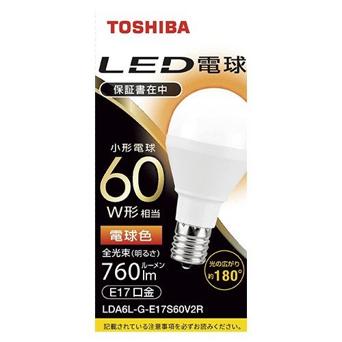 東芝 LED電球 ミニクリプトン形 60W形 E17 電球色 LDA6L-G-E17S60V2R