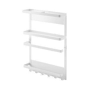 Slim Kitchen Racks - 山崎実業 マグネット冷蔵庫サイドラック プレート ホワイト