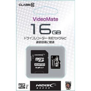 HIDISC　microSDHCカード 16GB SD変換アダプタ　 HDMCSDH16GCL10VM
