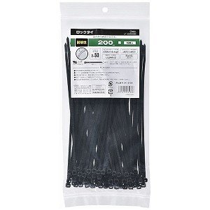 オーム電機 ロックタイ200黒-100P