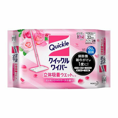 クイックルワイパー 立体吸着ウェットシート エッセンシャルローズの香り 32枚 クイックルワイパー 立体吸着ウェットシート エッセンシャルローズの香り 32枚