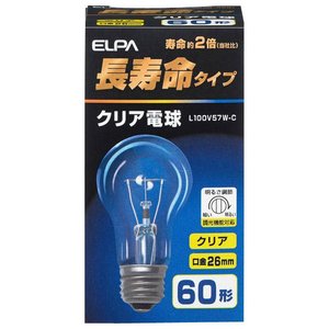 Other - エルパ クリア電球 口金E26 60W形 L100V57W-C
