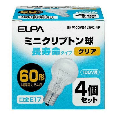 朝日電器 ミニクリプトン電球 60W クリア4個入 EKP100V54LW(C)4P
