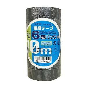 電気絶縁用ポリ塩化ビニル粘着テープの6巻パック 材質：PVC 鉛　75ppm以下 カドミウム　75ppm以下 厚さ：0．2mm 幅：19mm 長さ：10m 色：黒 ※商品の改訂等により、パッケージデザイン・内容等は予告なく変更される場合がございます。 ※商品は自社店舗販売と在庫を共有しているため、在庫更新のタイミングにより、在庫切れの場合やむをえずキャンセルさせていただく可能性があります。電気絶縁用ポリ塩化ビニル粘着テープの6巻パック 材質：PVC 鉛　75ppm以下 カドミウム　75ppm以下 厚さ：0．2mm 幅：19mm 長さ：10m 色：黒 ※商品の改訂等により、パッケージデザイン・内容等は予告なく変更される場合がございます。 ※商品は自社店舗販売と在庫を共有しているため、在庫更新のタイミングにより、在庫切れの場合やむをえずキャンセルさせていただく可能性があります。